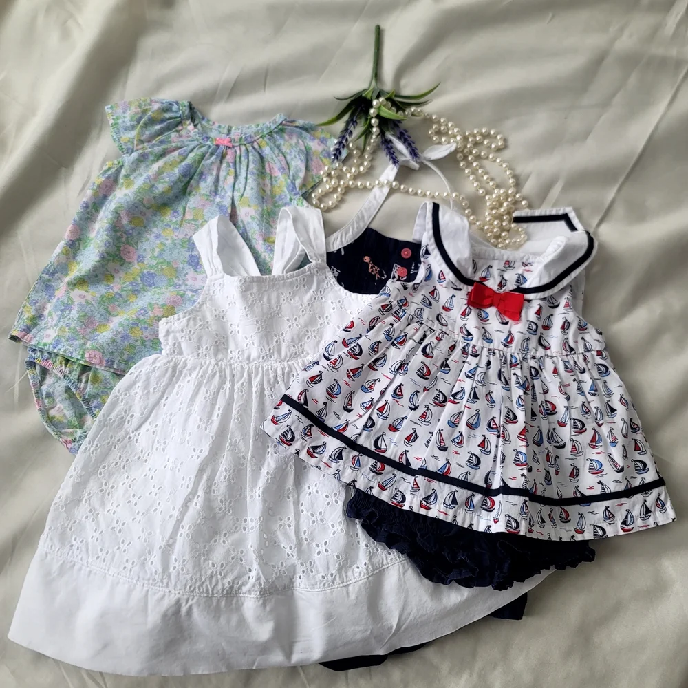 Multiples White Eyelet Dress with Navy & Red Nautical Sailboat Top